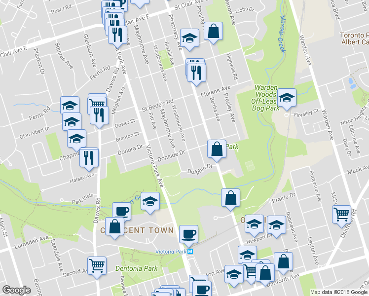 map of restaurants, bars, coffee shops, grocery stores, and more near 24A Westbourne Avenue in Toronto