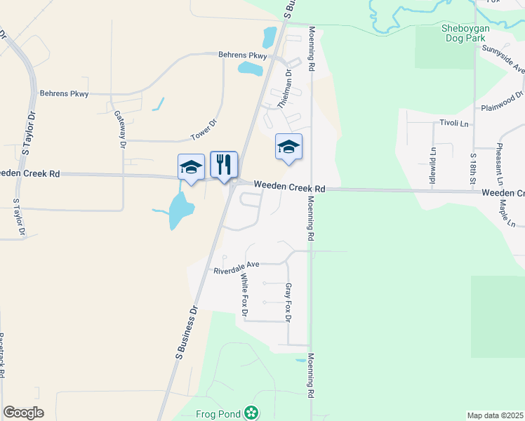 map of restaurants, bars, coffee shops, grocery stores, and more near 2701 Savannah Circle in Sheboygan