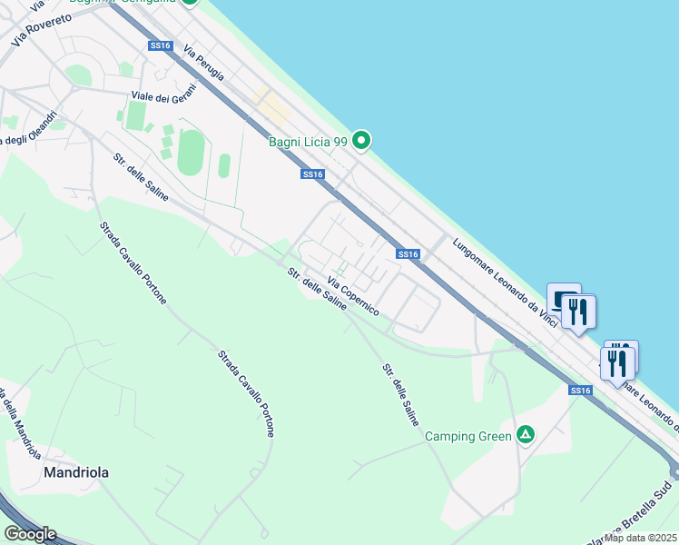 map of restaurants, bars, coffee shops, grocery stores, and more near 1 Via Copernico in Provincia di Ancona