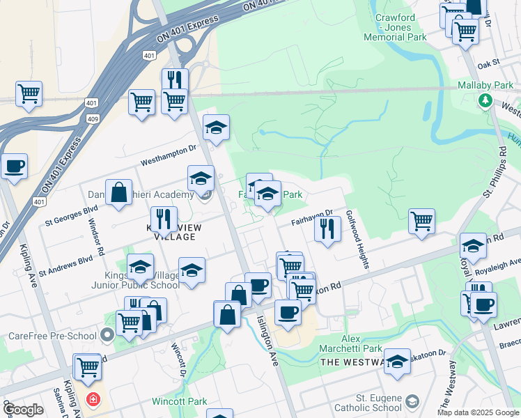 map of restaurants, bars, coffee shops, grocery stores, and more near 40 McArthur Street in Toronto