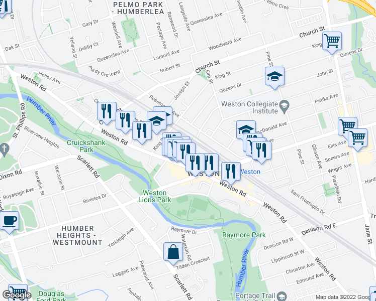 map of restaurants, bars, coffee shops, grocery stores, and more near 1943 Pantelis Kalamaris Lane in Toronto