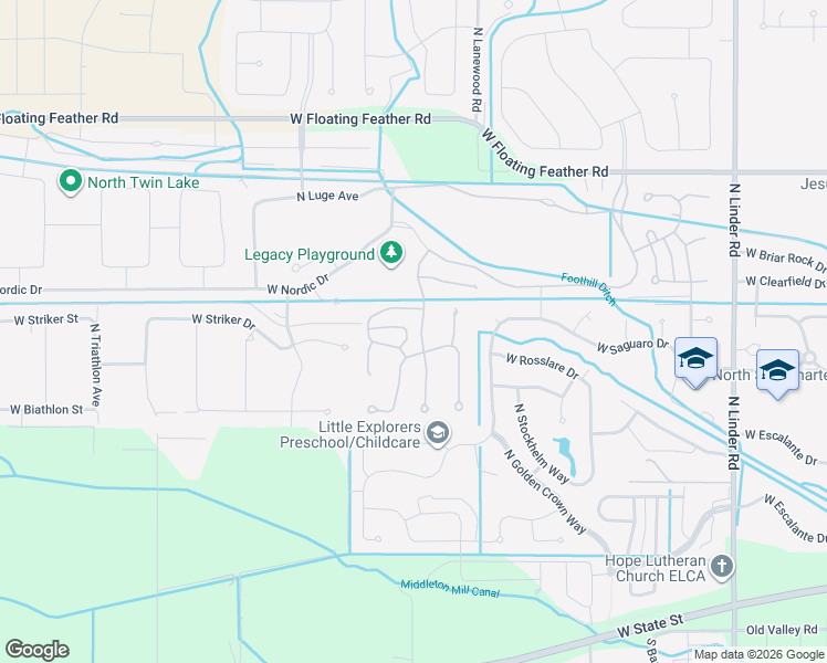 map of restaurants, bars, coffee shops, grocery stores, and more near 1208 North World Cup Lane in Eagle