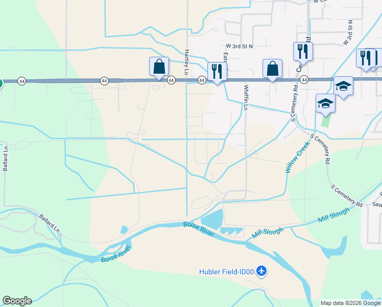 map of restaurants, bars, coffee shops, grocery stores, and more near 12667 State Highway 44 in Middleton