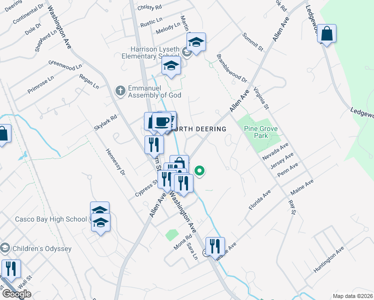 map of restaurants, bars, coffee shops, grocery stores, and more near 32 Brook Road in Portland