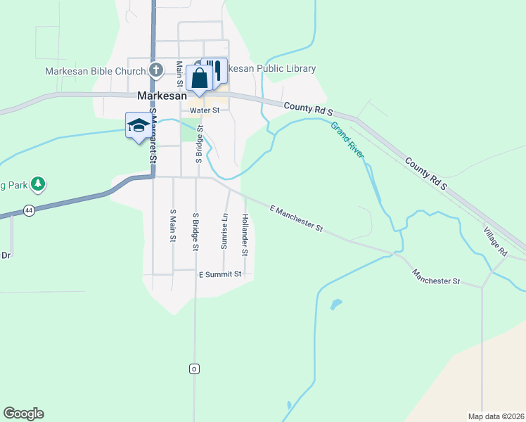 map of restaurants, bars, coffee shops, grocery stores, and more near 170 East Manchester Street in Markesan