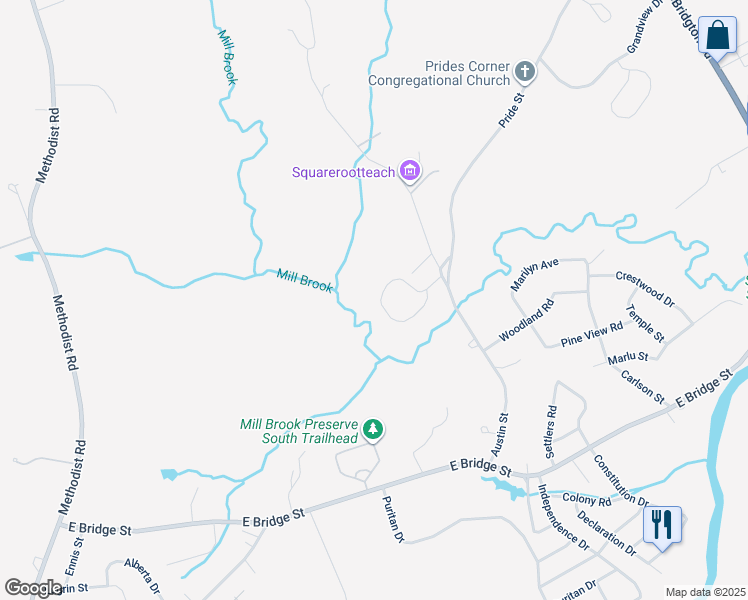 map of restaurants, bars, coffee shops, grocery stores, and more near in Westbrook
