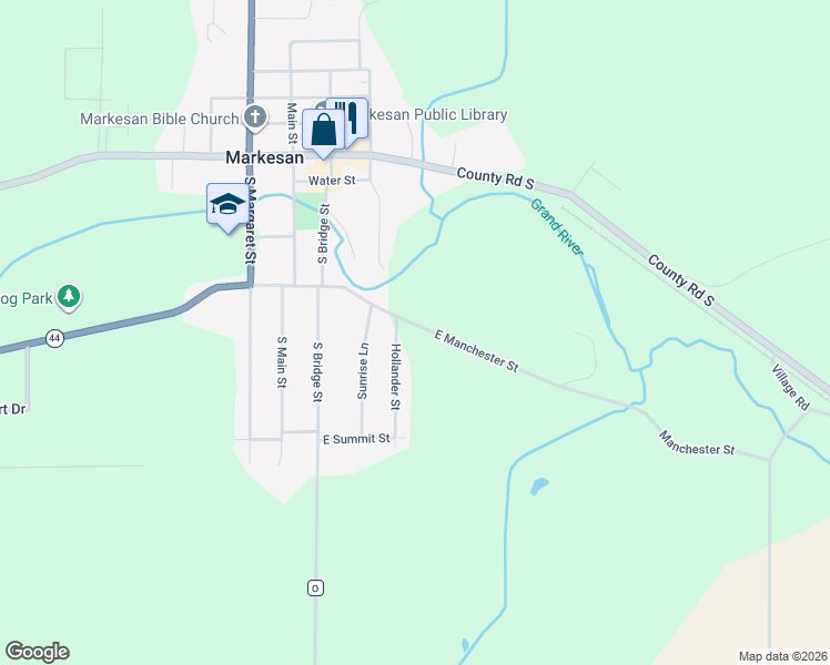 map of restaurants, bars, coffee shops, grocery stores, and more near 170 East Manchester Street in Markesan
