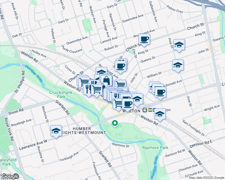 map of restaurants, bars, coffee shops, grocery stores, and more near 33 King Street in Toronto