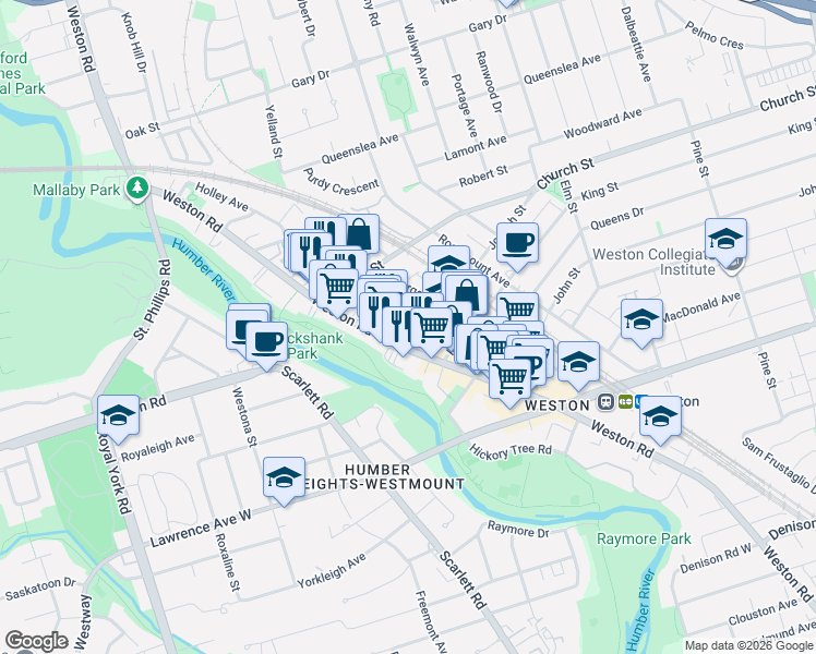 map of restaurants, bars, coffee shops, grocery stores, and more near in Toronto