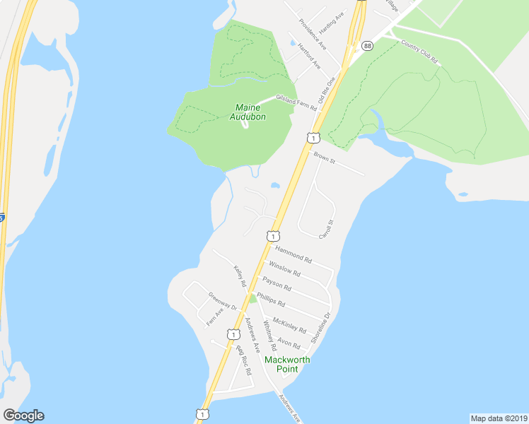 map of restaurants, bars, coffee shops, grocery stores, and more near 41 Foreside Common Road in Falmouth