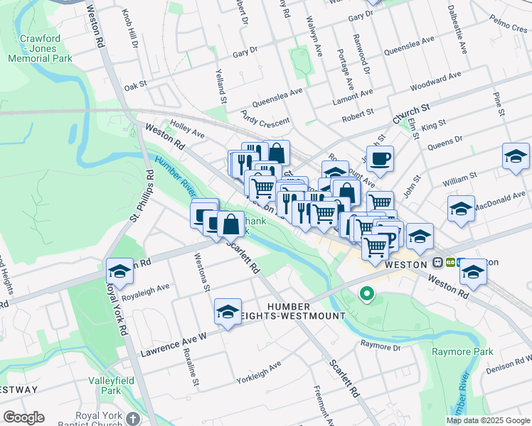 map of restaurants, bars, coffee shops, grocery stores, and more near in Toronto