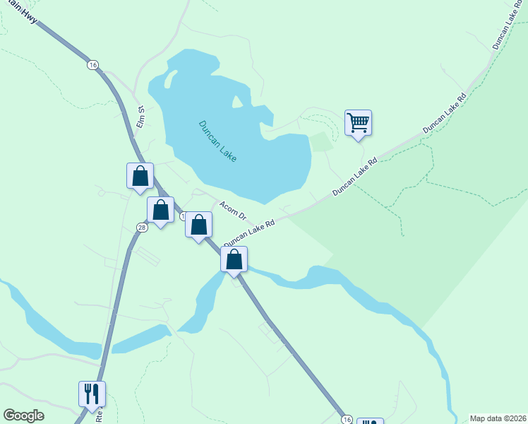 map of restaurants, bars, coffee shops, grocery stores, and more near 5 Acorn Dr in Ossipee