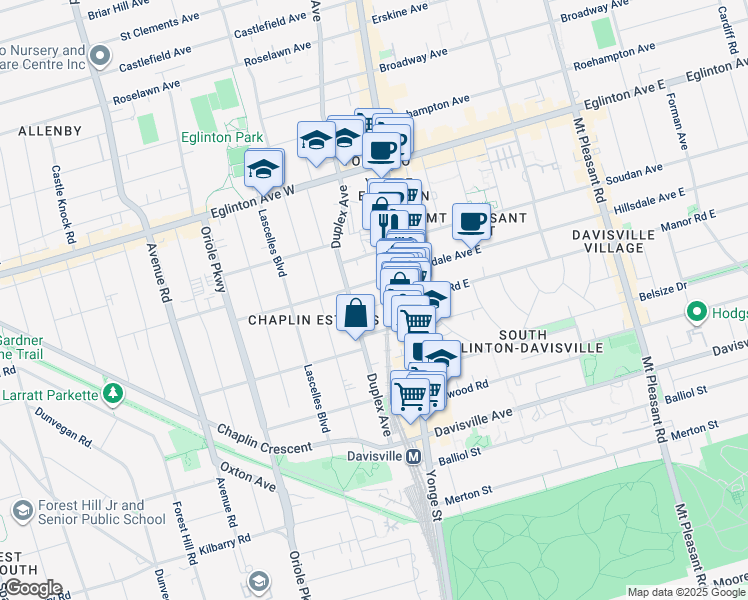 map of restaurants, bars, coffee shops, grocery stores, and more near in Toronto