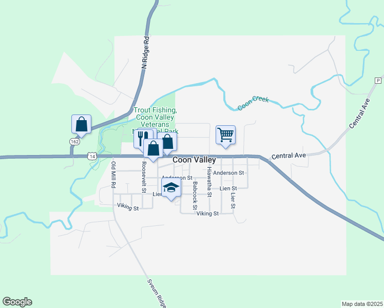 map of restaurants, bars, coffee shops, grocery stores, and more near 400 Central Avenue in Coon Valley