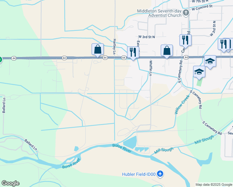 map of restaurants, bars, coffee shops, grocery stores, and more near 12667 State Highway 44 in Middleton