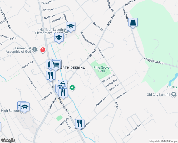 map of restaurants, bars, coffee shops, grocery stores, and more near 4 Merrymeeting Drive in Portland