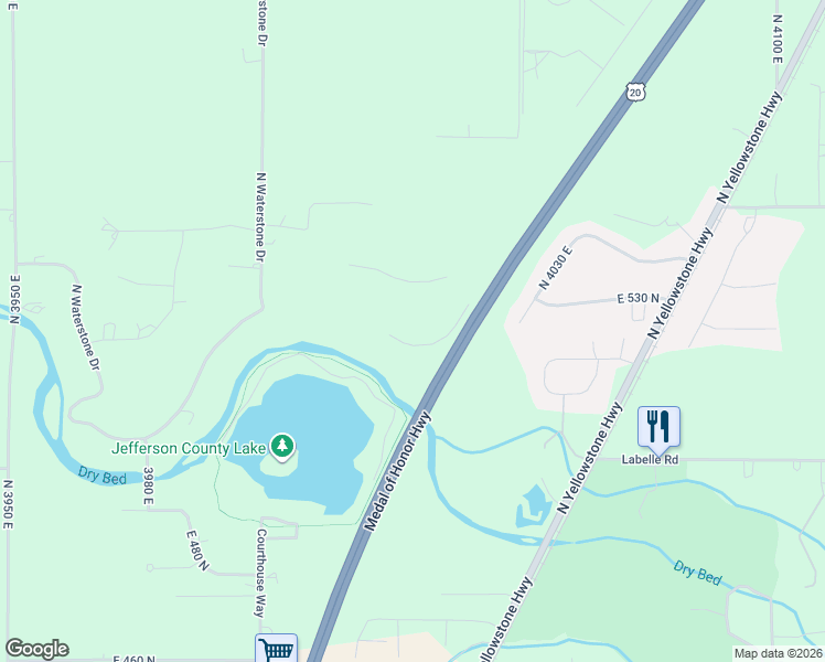 map of restaurants, bars, coffee shops, grocery stores, and more near in Rigby