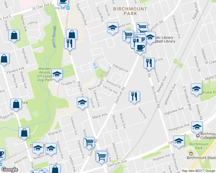 map of restaurants, bars, coffee shops, grocery stores, and more near in Toronto