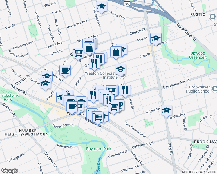 map of restaurants, bars, coffee shops, grocery stores, and more near 34 McDonald Avenue in Toronto