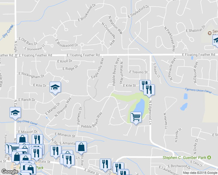 map of restaurants, bars, coffee shops, grocery stores, and more near 929 Rio Pinar Lane in Eagle