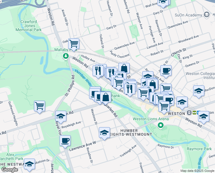 map of restaurants, bars, coffee shops, grocery stores, and more near in Toronto