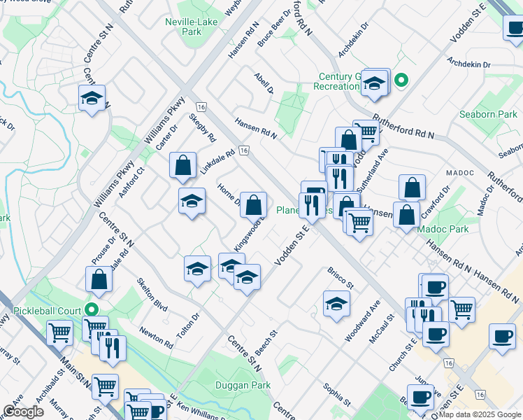 map of restaurants, bars, coffee shops, grocery stores, and more near in Brampton