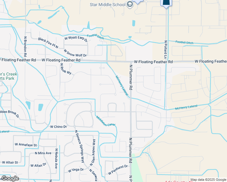 map of restaurants, bars, coffee shops, grocery stores, and more near 1316 North Redspire Way in Star