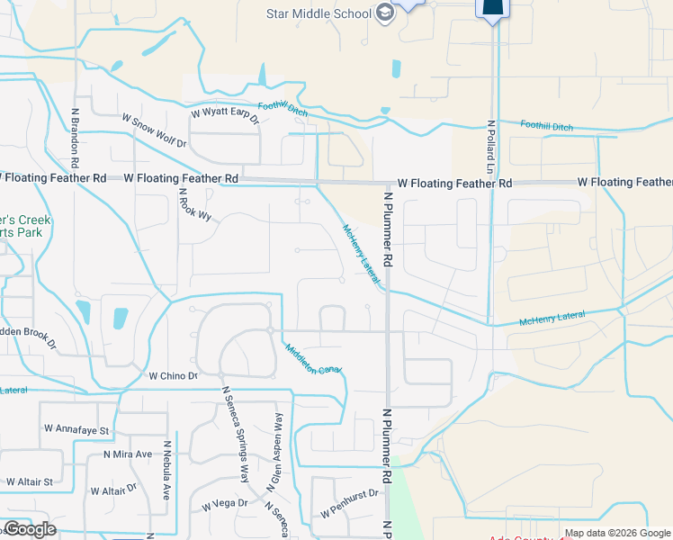 map of restaurants, bars, coffee shops, grocery stores, and more near 9790 West Golden Rain Street in Star
