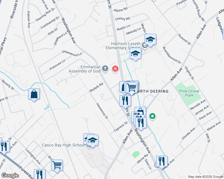 map of restaurants, bars, coffee shops, grocery stores, and more near 1533 Washington Avenue in Portland