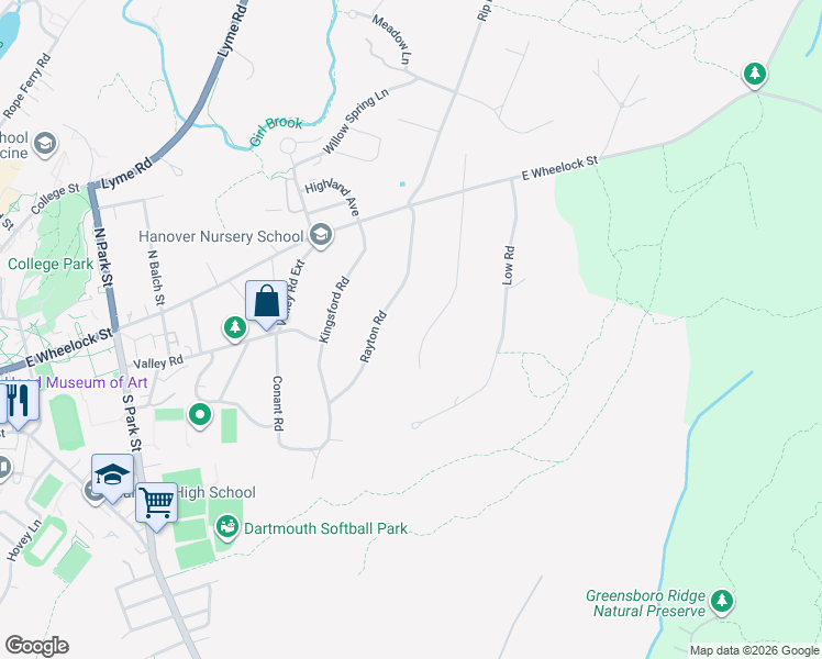 map of restaurants, bars, coffee shops, grocery stores, and more near 21 Haskins Road in Hanover