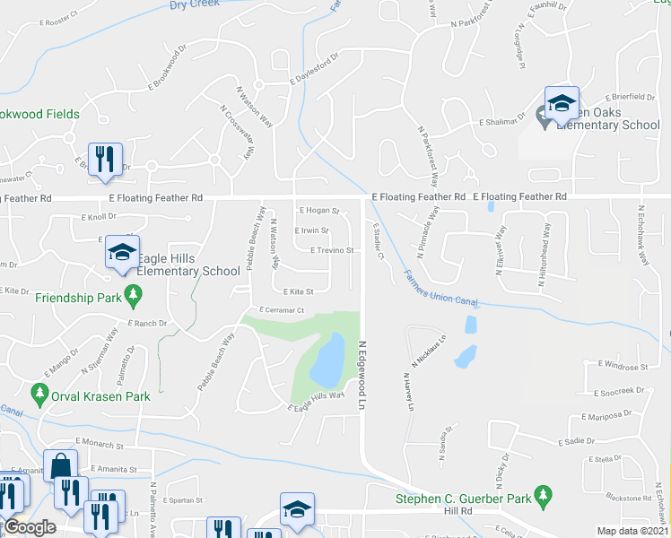 map of restaurants, bars, coffee shops, grocery stores, and more near 948 North Player Avenue in Eagle