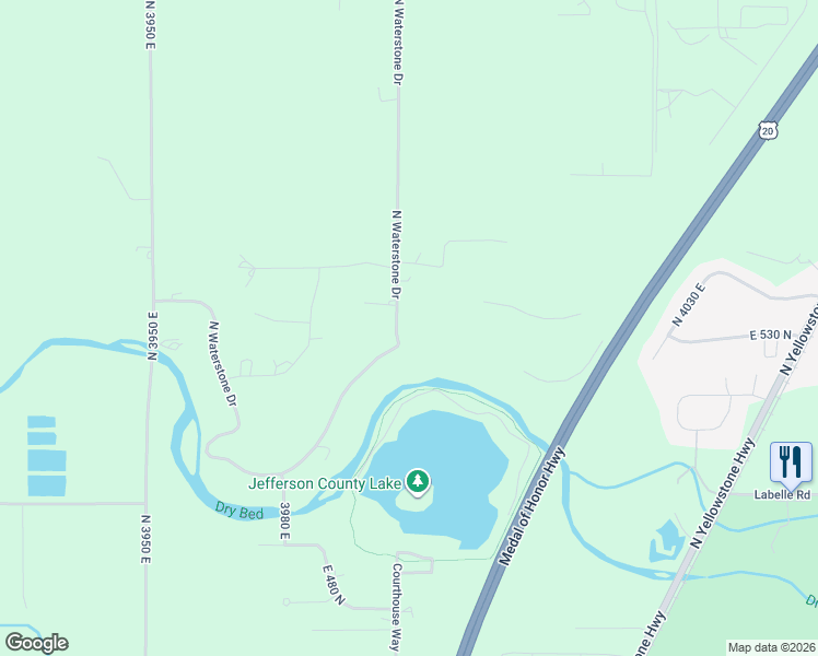 map of restaurants, bars, coffee shops, grocery stores, and more near 538 North 4000 East in Rigby