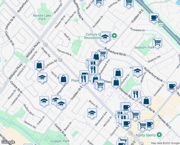 map of restaurants, bars, coffee shops, grocery stores, and more near 7 Greene Drive in Brampton