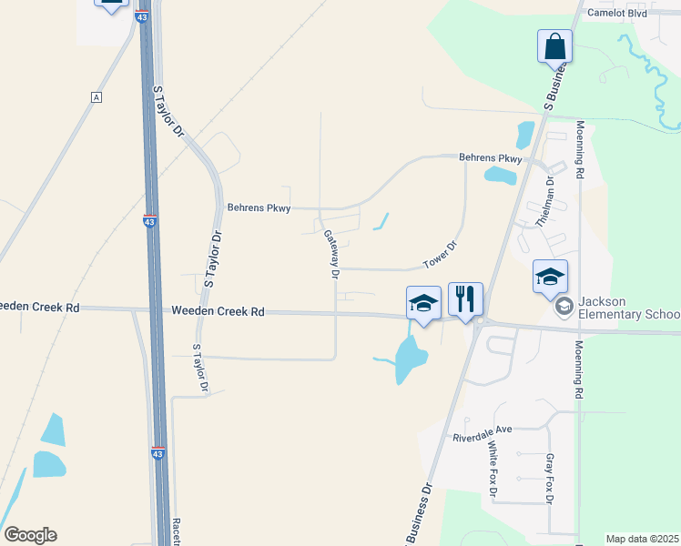 map of restaurants, bars, coffee shops, grocery stores, and more near 4421 Tower Drive in Sheboygan