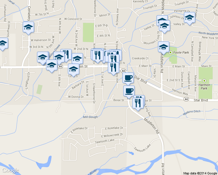 map of restaurants, bars, coffee shops, grocery stores, and more near 210 Ascent Court in Middleton