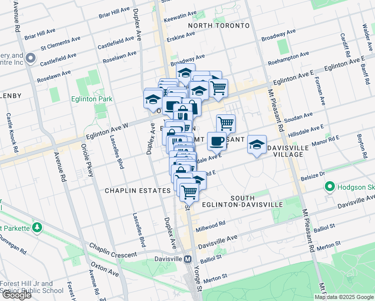 map of restaurants, bars, coffee shops, grocery stores, and more near 5 Soudan Avenue in Toronto