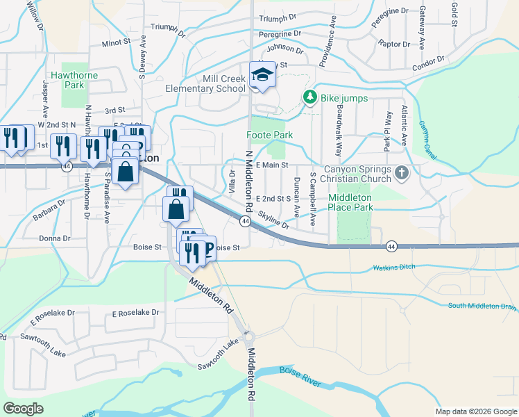 map of restaurants, bars, coffee shops, grocery stores, and more near 701 Harmon Way in Middleton