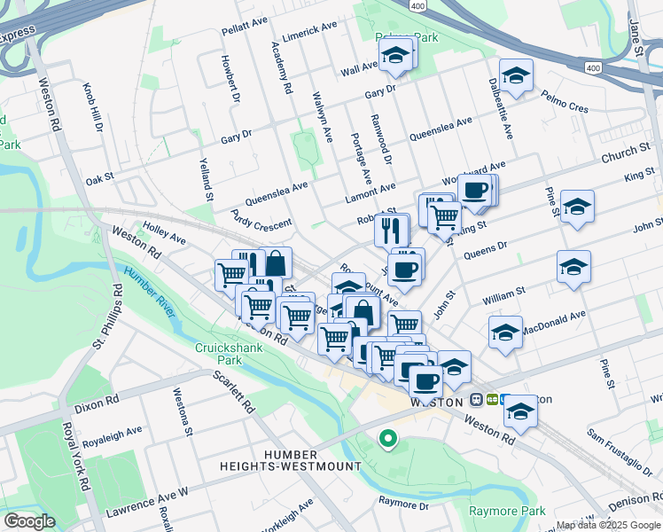 map of restaurants, bars, coffee shops, grocery stores, and more near 55 Church Street in Toronto