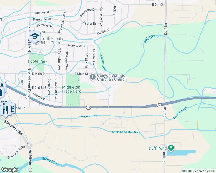 map of restaurants, bars, coffee shops, grocery stores, and more near 1561 Fairway Street in Middleton
