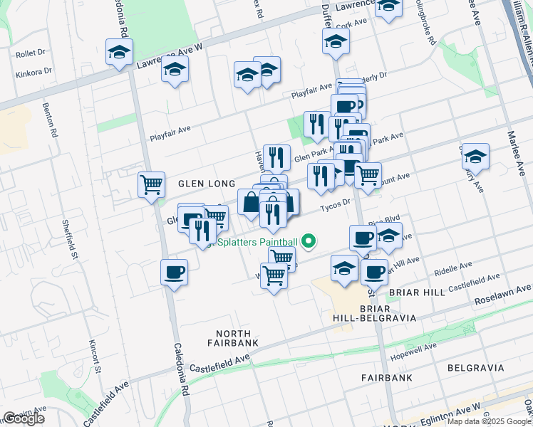 map of restaurants, bars, coffee shops, grocery stores, and more near in Toronto