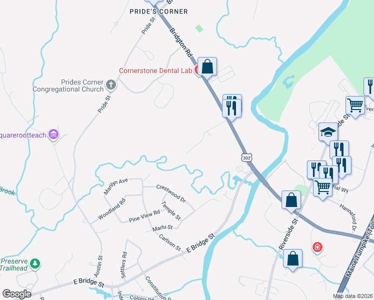 map of restaurants, bars, coffee shops, grocery stores, and more near 65 Reed Street in Westbrook