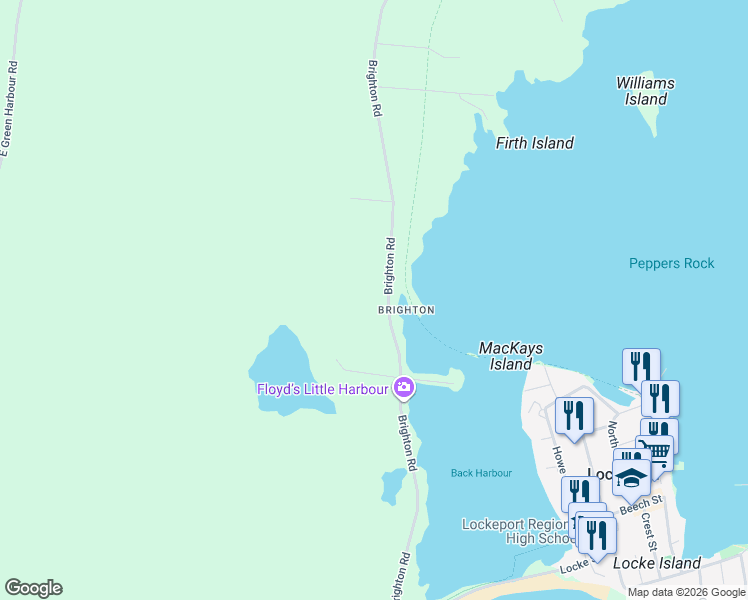 map of restaurants, bars, coffee shops, grocery stores, and more near 1 Brighton Road in Lockeport
