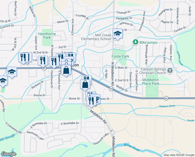 map of restaurants, bars, coffee shops, grocery stores, and more near 540 Harmon Way in Middleton