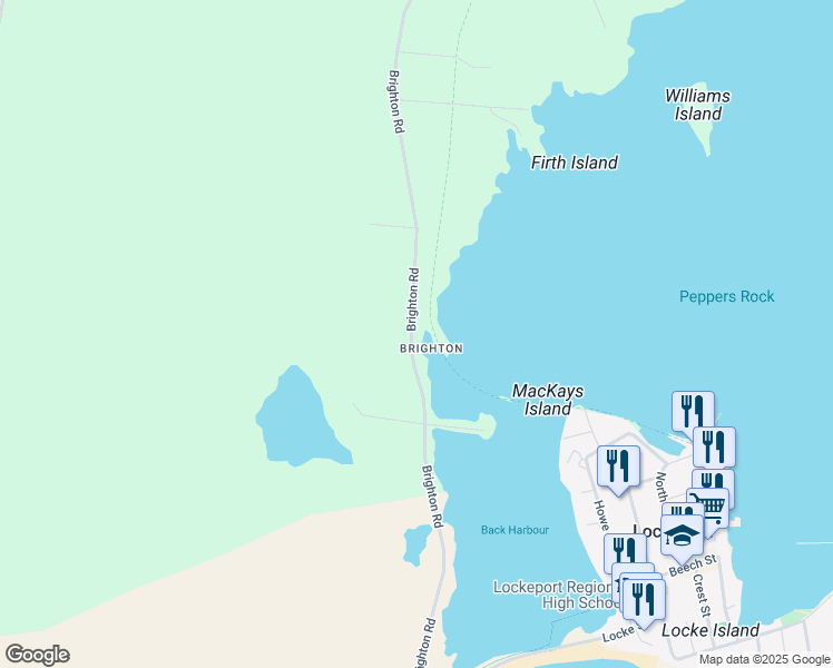 map of restaurants, bars, coffee shops, grocery stores, and more near 220 Brighton Road in Lockeport
