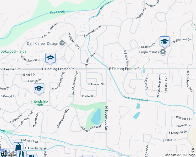 map of restaurants, bars, coffee shops, grocery stores, and more near 1092 North Player Avenue in Eagle