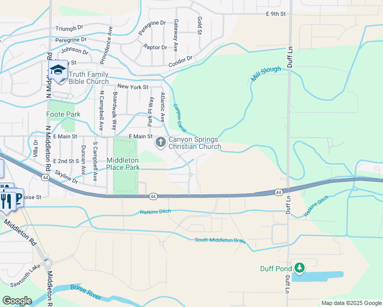 map of restaurants, bars, coffee shops, grocery stores, and more near 1561 Fairway Street in Middleton