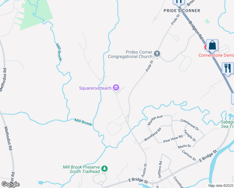 map of restaurants, bars, coffee shops, grocery stores, and more near 317 Austin Street in Westbrook