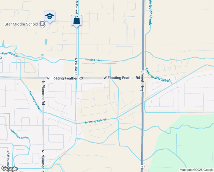 map of restaurants, bars, coffee shops, grocery stores, and more near 1460 North Pollard Lane in Star