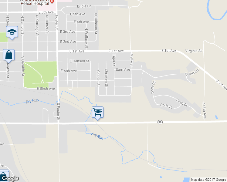 map of restaurants, bars, coffee shops, grocery stores, and more near 507 Tiger Street in Mitchell