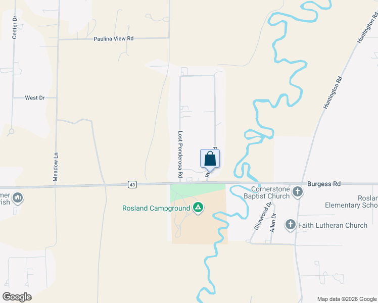 map of restaurants, bars, coffee shops, grocery stores, and more near 52456 Lost Ponderosa Road in La Pine